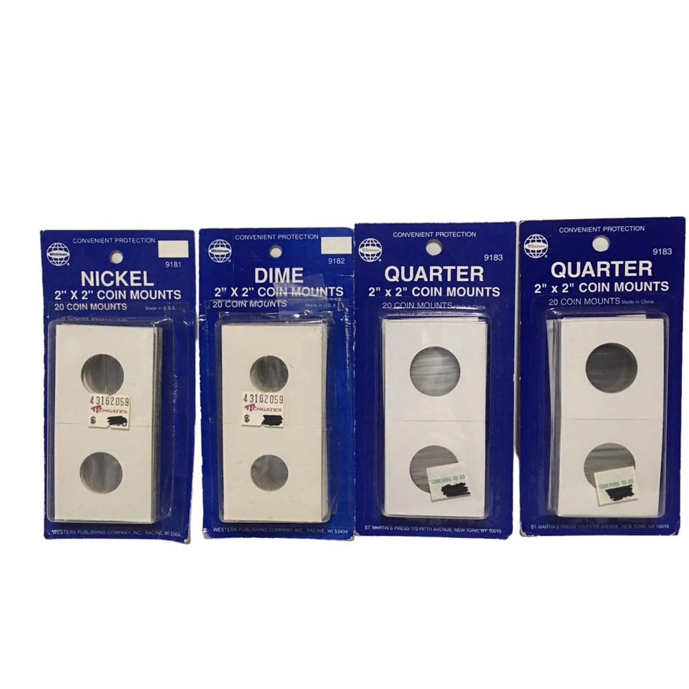 Coin Mounts Protectors 2X2” 80 total Nickles Dimes Quarters 20 to a pack NIP